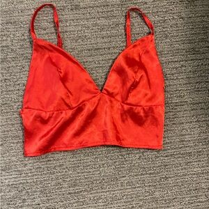 Red Satin crop top
